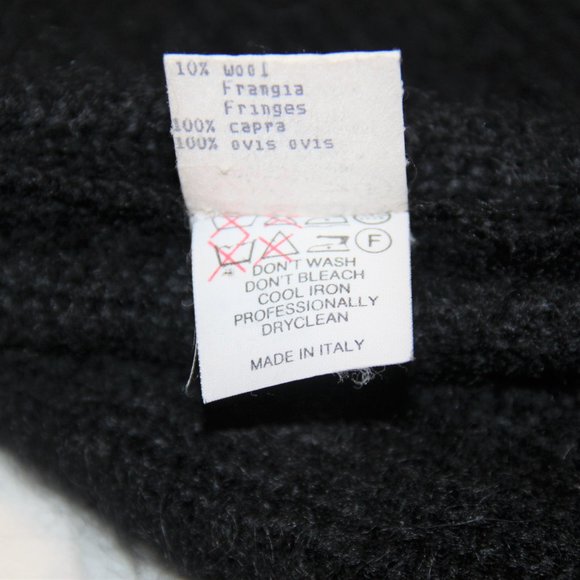 FENDI Black Mohair Wool Blend Sweater Goat Hair Fringe Sleeves & Hem Size IT42 - Picture 7 of 8